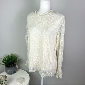Jodifl blouse womens size small cream lace overlay